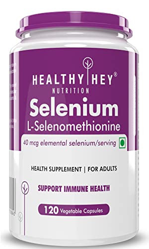 HealthyHey Nutrition Selenium Capsules, 40mcg - 120 Vegetarian Capsules