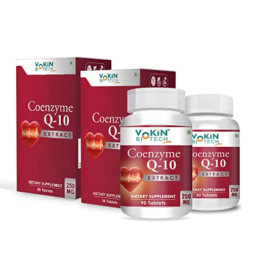 Vokin Biotech Natural Coenzyme Q-10 Extract for Heart Health and Energy Metabolism, 250mg (90+30) Tablets)