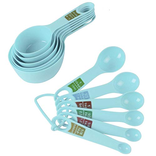 Ferio Measuring Spoons, 8 Piece Plastic Measuring Cup and Spoon