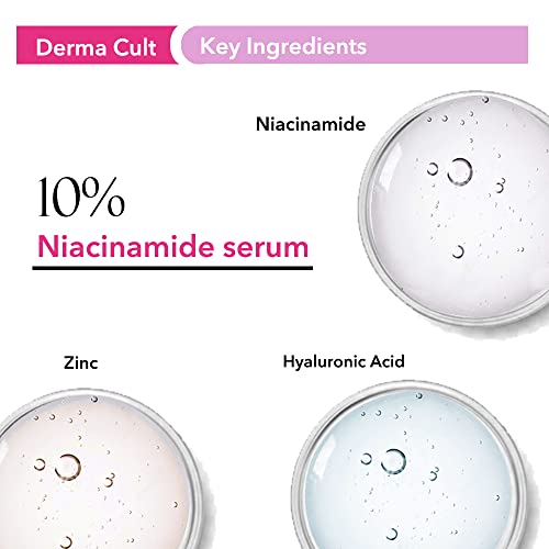 O3+ Derma Cult 10% Niacinamide Face Serum for Acne Marks, Blemishes & Oil Balancing Zinc & Herbs | for Oily & Acne Prone Skin | 30ml