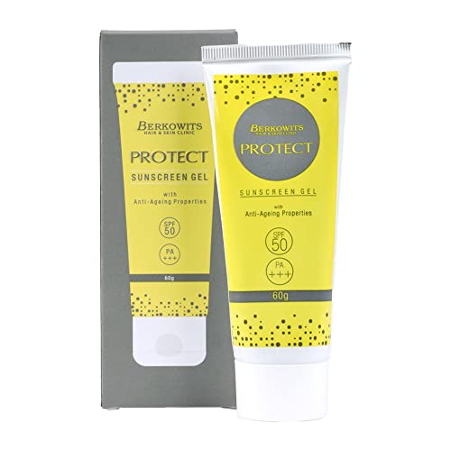 Berkowits Hair and Skin Clinic Protect Sunscreen SPF 50 Gel, PA+++ for Oily, Dry & Combination Skin | Sun Protector for Men & Women, 60gm