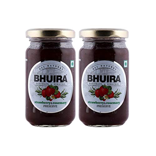 Bhuira|All Natural Jam Strawberry & Rosemary Preserve-240g Each|No Added preservatives |No Artifical Color Added |Pack of 2