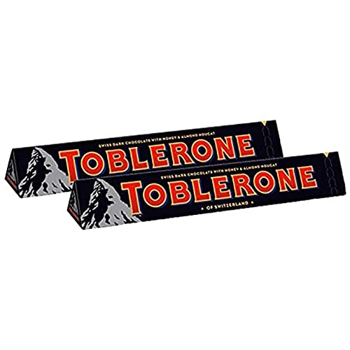 Toblerone Dark Chocolate with Honey and Almond Nougat, 2 x 100 g