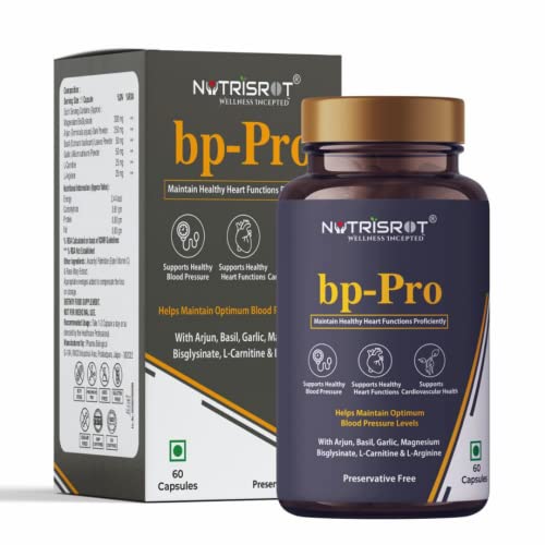 NUTRISROT? bp-Pro Herbal Supplement to Support Optimum Blood Pressure with Arjuna Bark, Basil Leaves & Garlic (60 veg caps)