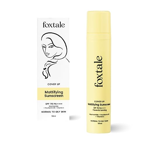 Foxtale Niacinamide Matte Sunscreen SPF 70+ PA++++, No White Cast, Non Greasy, Prevents Tanning, Men & Women, 50 ml