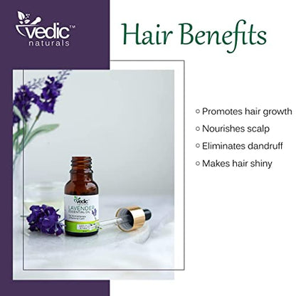Vedic Naturals Lavender Essential Oil For Aromatherapy & Ideal for Skin & Hair 100% Natural & Pure - 15 ml