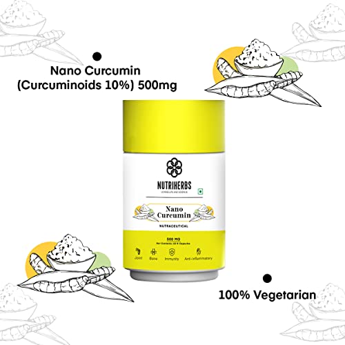 NUTRiHERBS Nano Curcumin Longa With Organic Turmeric (Haldi) Extract - 500mg 60 Capsules (Pack of 3)