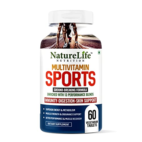 Nature Life Nutrition Multivitamin Sports 13 Essential Blends with Probiotics| 60+ Extracts, Vitaminon ? Strength ? Endurance ? Recovery | 60 Veg Tabs