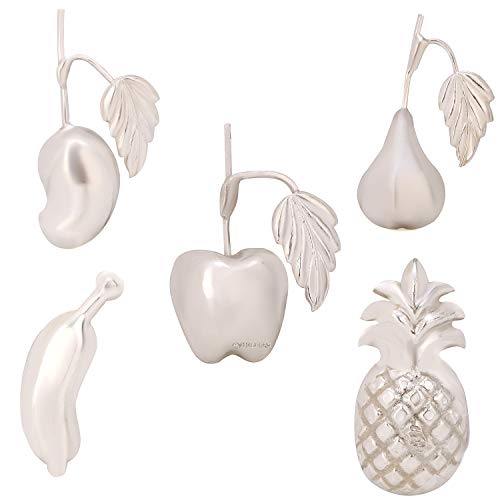 Osasbazaar Pure Silver Fruits for Puja, Temple at Home, Workplace and Gifting - 97%-99% Pure BIS Hallmarked, Silver Color, Combo of 5
