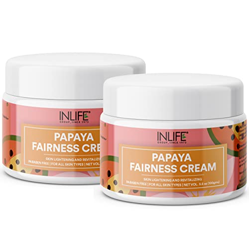 INLIFE Natural Papaya Face Cream with Aloe Vera, Anti Blemish Cream, Paraben Free, For All Skin Types (100g) (Pack of 2)