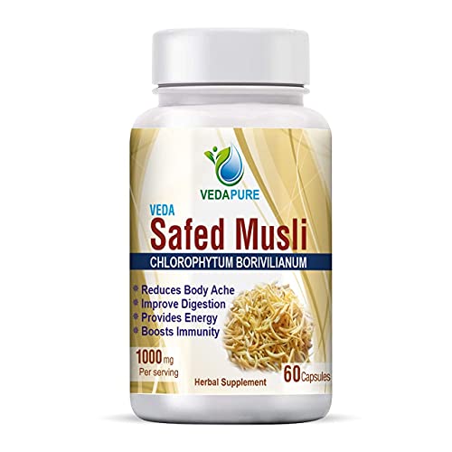 Vedapure Safed musli | Safed Musli Extract Capsules 1000mg (60 Capsules- Pack of 1)