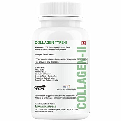 HXN Collagen Type 2 Supplement with Glucosamine, Chondroitin, MSM, Boswellia, Hyaluronic Acid, Vitam Collagen Protein Peptides, Men, Women- 60 Tablets