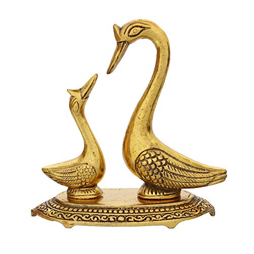 Golden Metal Loving Swan Couple Showpieces, Love Birds Statues