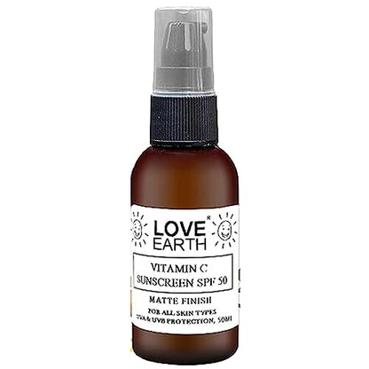 Love Earth Vitamin C Sunscreen SPF-50 For Sun's UVA, UVB Ray Protection With Vitamin C & Essential Oils For All Skin Types 50ml