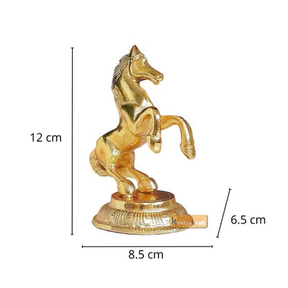 KridayKraft Golden Finish Jumping Horse Metal Statue for Wealth, Income and Bright Future & Feng Shui & Vastu (8.5 X 6.5 X 12 cm, Gold)