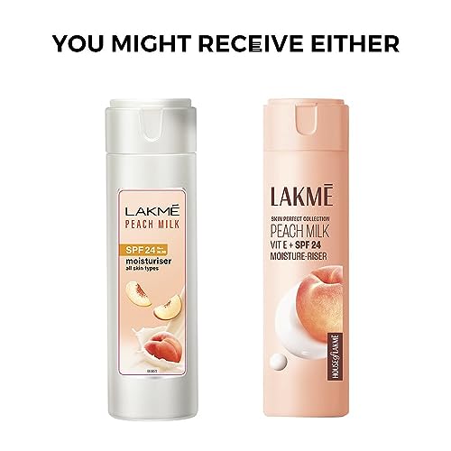 Lakme Peach Milk Moisturizer SPF 24 Sunscreen Lotion,Locks Moisture For 12 Hrs,Sun Protection,120 ml