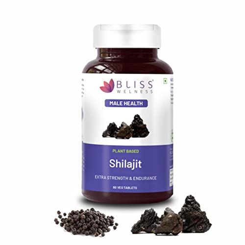 Bliss Welness Shilajit Vitality Vigor | Pure Shilajit Extract (1000mg) | Enhanced Stamina & Endurance Ayurvedic Supplement - 60 Veg Tablets