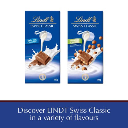 LINDT SWISS CLASSIC Milk Chocolate Hazelnut 100g (Pack of 2)