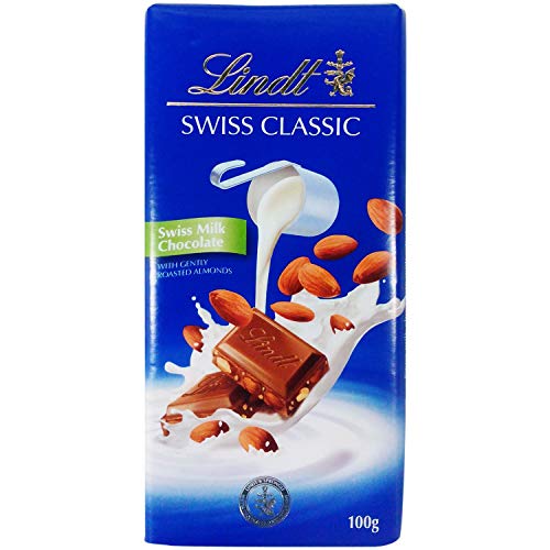 Lindt Swiss Classic Bar Chocolate, Almond, 2 X 100 G