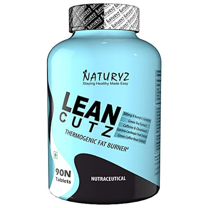 Naturyz LEAN CUTZ Thermogenic Fat Burner with Acetyl L Carnitine, Green tea Extract, Garcinia Cambogm Weight loss product for Men & Women - 90 Tablets