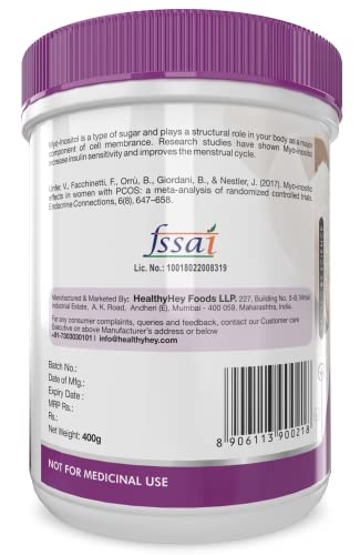 Healthyhey Nutrition 100% Pure Myo Inositol Powder (Vitamin B8), 400gm pack