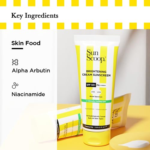 SunScoop Brightening Daily Sunscreen SPF 50 | Zinc Oxide UV Filter for Effective Sun Protection | Wi Ideal for Normal, Oily, Dry, and Sensitive Skin |