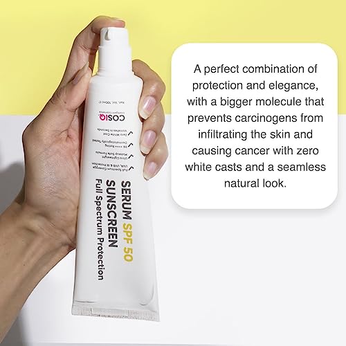 Cos-IQ Sunscreen Serum SPF 50 PA++++ | Broad Spectrum UVA, UVB & IR Protection | No White Cast | Ult-Greasy, Quick Absorbing | For Women & Men | 100ml