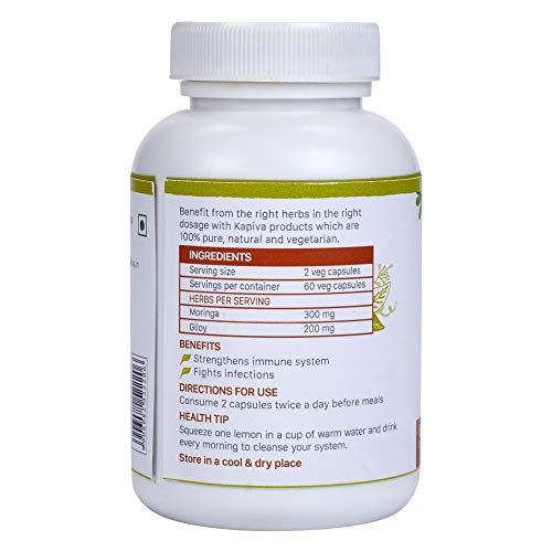 Kapiva Moringa + Detox Capsules | 100% Organic Tablets | Moringa Leaf Powder / Shigru / Drumsticks (60 Capsules)