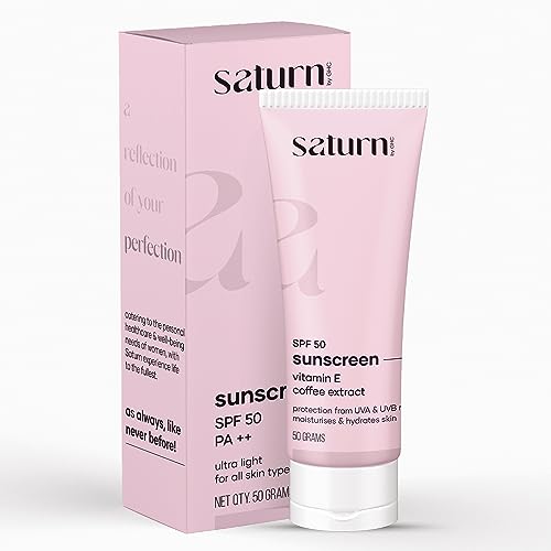 Saturn by GHC SPF 50 PA++ Suncreen | Broad Spectrum UVA & UVB Protection Anti-Pollution | No white cree | Paraben-Free | 100% Vegan (50gm - Pack of 1)