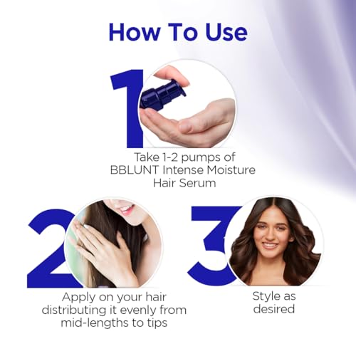 BBLUNT Intense Moisture Hair Serum with Vitamin E & Jojoba Oil* - 70 ml 30x Frizz Reduction for Upto 72 Hours* | 31x Smoother Hair in Just 1 Use*