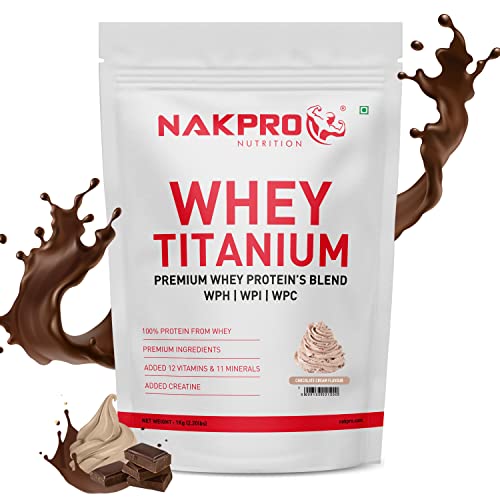 Nakpro TITANIUM TRI BLEND | 24g Protein, 5.4g BCAA | 1 Kg Cream Chocolate Flavour (30 Servings)