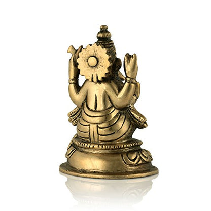 Collectible India Brass Lord Ganesh Idol, 4'' X 2.4'' X 2.2'', Golden (Model Number: GBS189)