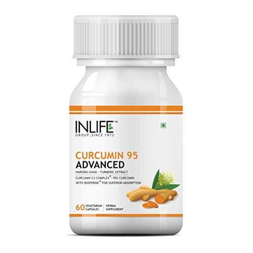 INLIFE Curcumin C3 Complex (95% Curcuminoids) 500 mg Turmeric with BioPerine (Piperine) Extract Supplement 5 mg - 60 Veg Capsules