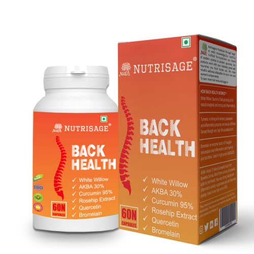 Nutrisage Back Health, Spine and Disc, Back Pain Relief with 9 Potent Herbs, Herniated Disc 60 Veg Cap (Pack of 2)