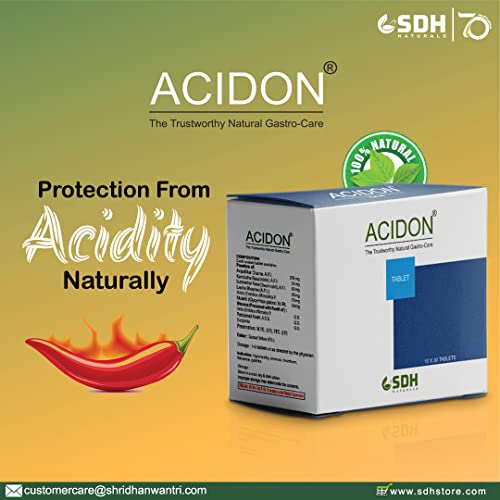 SDH Naturals ACIDON Tablets with Ayurvedic Herbs for Relief from Hyper Acidity,ulcers | All Natural | 10% discount