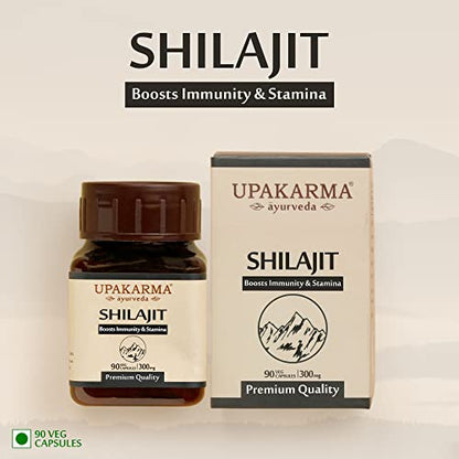 Upakarma Ayurveda Pure Shilajit Capsules 300 mg, 90 Veg Capsules