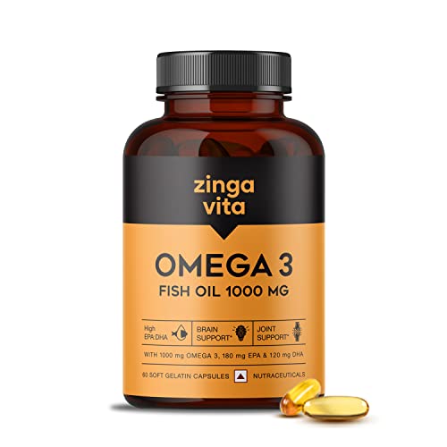 Zingavita High Strength Omega 3 Fish Oil 1000mg (60 Caps), Mercury Free for Men & Women, 2 Months Supply
