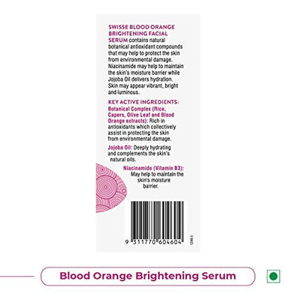 Swisse Skincare Blood Orange Brightening Facial Serum with Vitamin C, Olive Leaf Extract, Niacinamide - 30Ml (For All Skin Type)