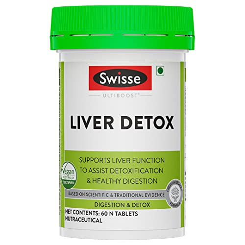 Swisse Liver Detox with High Strength 5000mg Milk Thistle, Turmeric & Choline for Protection Against Fatty Liver - 60 Tablets