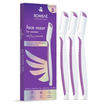 Bombay Shaving Company Face Razor For Women | For Easy & Safe Facial Hair Removal, 3 count