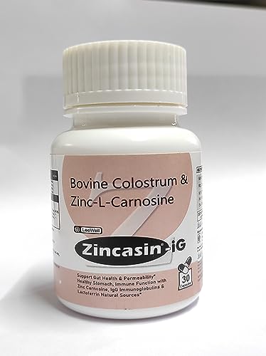 Zincasin- iG Contains Zinc-L-Carnosine 75mg Complex, Bovine Colostrum 500mg - 30 Vegetarian Capsules