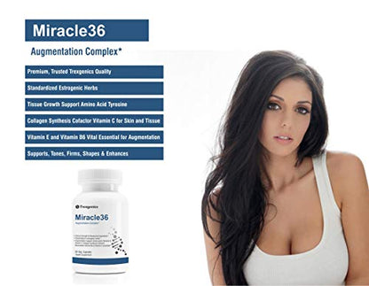 Trexgenics Miracle36 Advanced 750mg with 5 Standardized Estrogenic herbs + Amino acid Tyrosine & Vit C, E & Active B6 P5P (60 Veg Capsules)