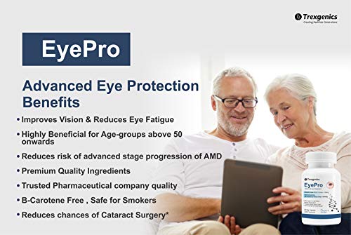 Trexgenics EyePro AREDS-2 Advanced Eye Protection formula with Lutein,Zeaxanthin, Zinc, Copper & Bilberry (60 Veg. Capsules)