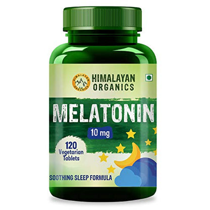 Himalayan Organics Melatonin 10 MG Healthy Sleep Cycle | Helps Stress & Anxiety Relief | Improve Concentration | Non-Habit Forming (120 Tablets)