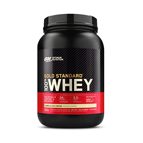 Optimum Nutrition Gold Standard 100% Whey Protein Powder 2 lbs, 907 g (Vanilla Ice Cream)