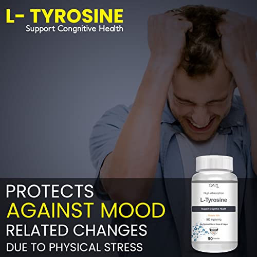 Vokin Biotech L-Tyrosine 500mg- Support Cognitive Health May Reduce Effect Of Stress & fatigue- 90 Capsules