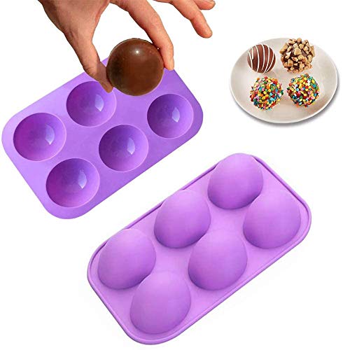 6-Cavity Hot Chocolate Bomb Mold 2 Inch Half Circle Semi Sphere Silicone Mold Baking Mold Candy Chocolate Molds