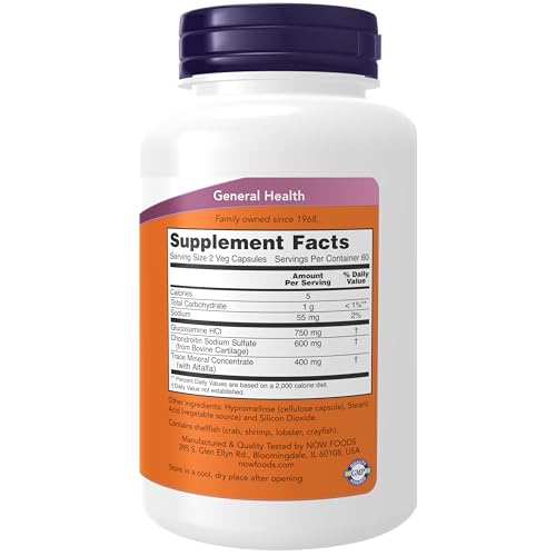 NOW Foods Glucosamine and Chondroitin/Mins, 120 Capsules