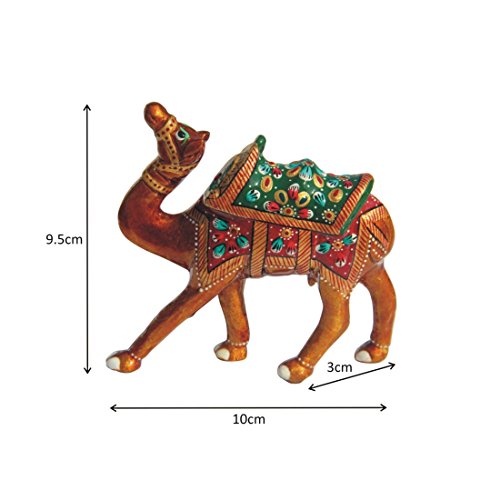 Handicrafts Paradise Rajasthani Aluminium Metal Enamelled Camel Showpiece (3 cm x 10 cm x 9.5 cm)