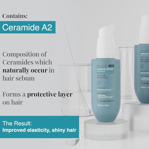 Bare Anatomy Damage Repair Hair Serum, Powered by Cera3x Technology Delivers 3x Hair Strengthening, m for Hair Smoothing for Dry and Frizzy Hair, 50ml